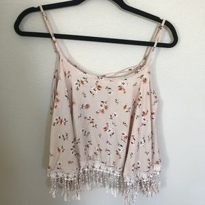 sunflower fringe tank top